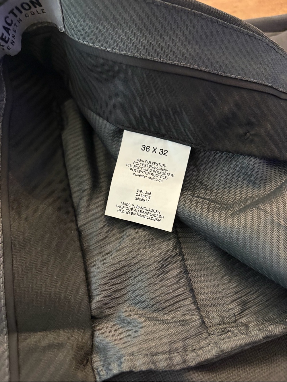 Kenneth Cole Reaction Modern Fit Dress Pants 36X32 Charcoal Stretch Trousers NWT - Picture 3 of 13